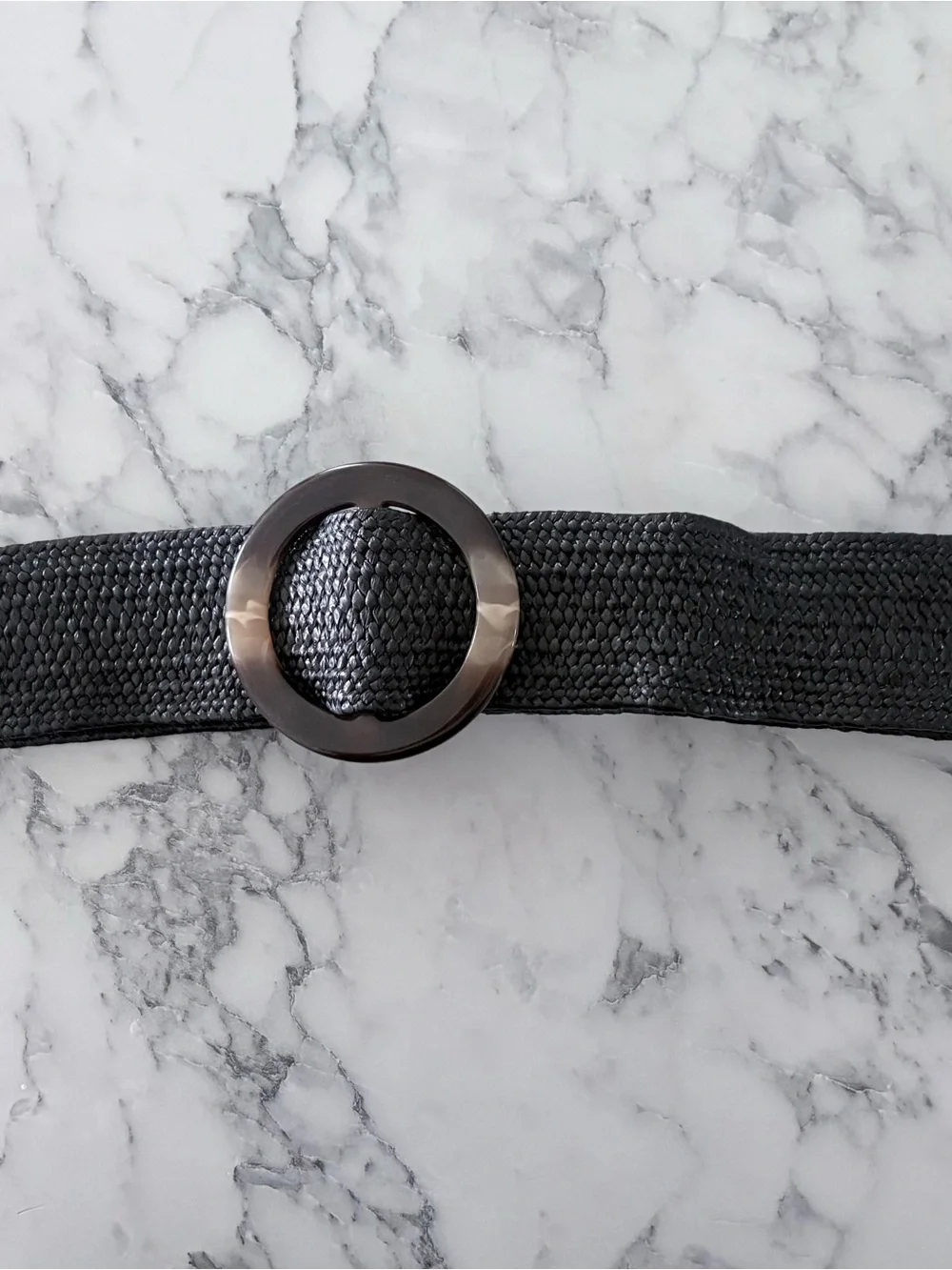 Nine West Black Stretch Belt Tortoise Buckle XXL